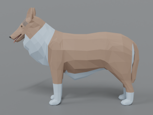 low poly cartoon rough collie dog 3Dモデル