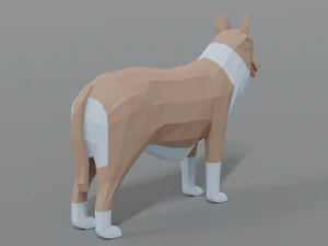 low poly cartoon rough collie dog 3D Model