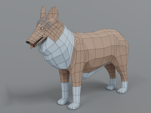 low poly cartoon rough collie dog 3Dモデル