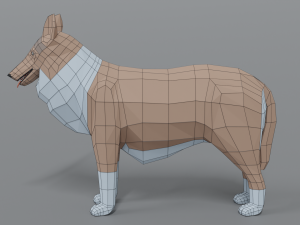 low poly cartoon rough collie dog 3Dモデル
