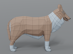 low poly cartoon rough collie dog 3Dモデル