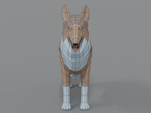 low poly cartoon rough collie dog 3D Model