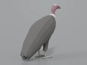 low poly cartoon vulture 3D Model