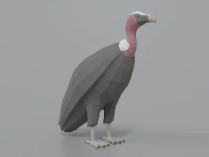 low poly cartoon vulture 3D Model