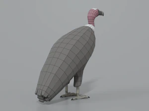 low poly cartoon vulture 3D Model