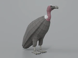 low poly cartoon vulture 3D Model
