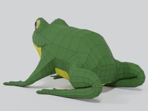 low poly cartoon frog 3D Model