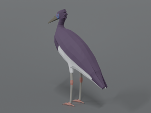 low poly cartoon abdim stork Model 3D