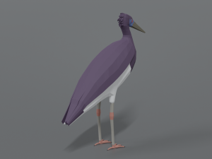 low poly cartoon abdim stork Model 3D