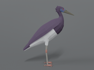low poly cartoon abdim stork Model 3D