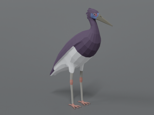 low poly cartoon abdim stork Model 3D