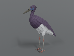 low poly cartoon abdim stork Model 3D