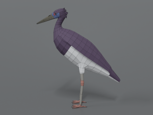low poly cartoon abdim stork Model 3D