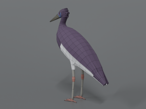 low poly cartoon abdim stork Model 3D