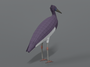 low poly cartoon abdim stork Model 3D