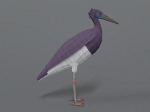 low poly cartoon abdim stork Model 3D