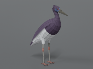 low poly cartoon abdim stork Model 3D