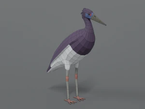 low poly cartoon abdim stork 3D Model