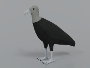 low poly cartoon black vulture 3D Model