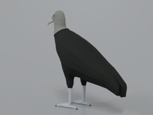 low poly cartoon black vulture Modello 3D