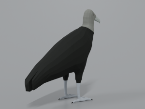 low poly cartoon black vulture Modello 3D