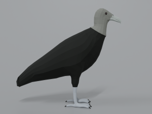 low poly cartoon black vulture Modello 3D