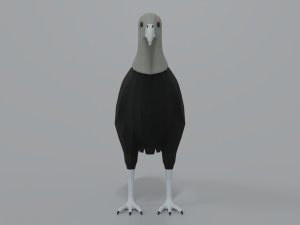 low poly cartoon black vulture Modello 3D