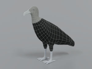 low poly cartoon black vulture Modello 3D