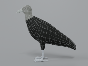 low poly cartoon black vulture Modello 3D