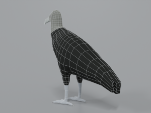 low poly cartoon black vulture Modello 3D