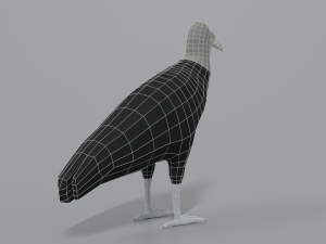 low poly cartoon black vulture Modello 3D