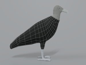 low poly cartoon black vulture Modello 3D