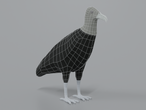 low poly cartoon black vulture Modello 3D