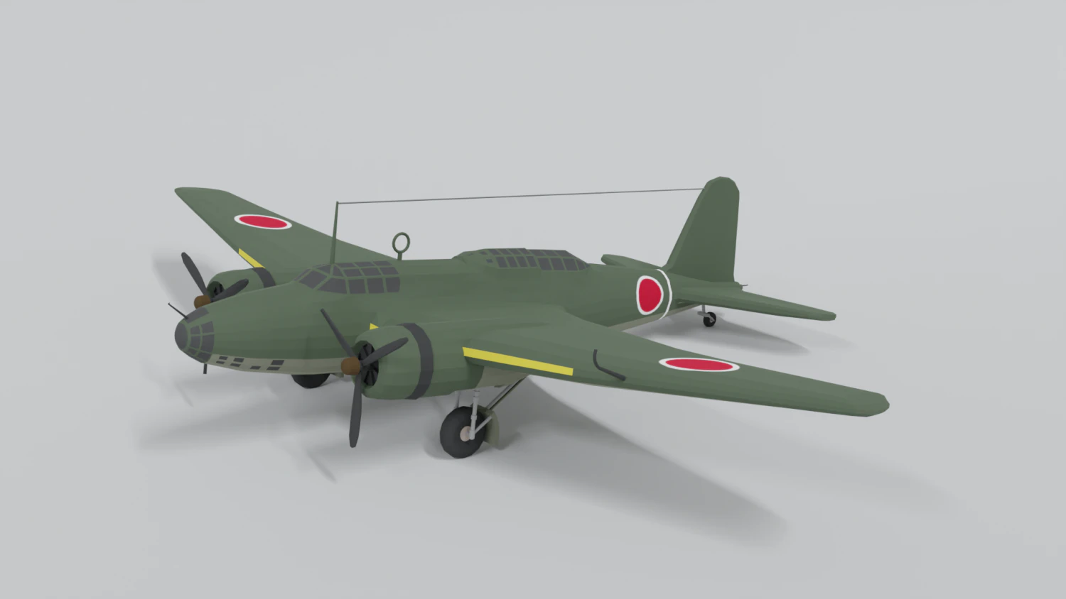 low poly cartoon mitsubishi ki-21 sally wwii 3D Model .c4d .max .obj .3ds .fbx .stl .blend 