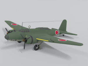 low poly cartoon mitsubishi ki-21 sally wwii Modèle 3D