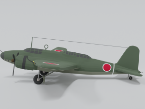 low poly cartoon mitsubishi ki-21 sally wwii 3D Модель