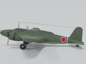 low poly cartoon mitsubishi ki-21 sally wwii 3D Model