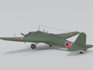 low poly cartoon mitsubishi ki-21 sally wwii 3D Модель