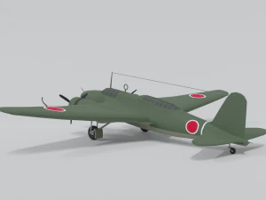 low poly cartoon mitsubishi ki-21 sally wwii 3D Model
