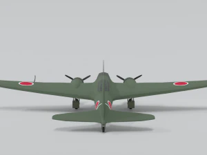 low poly cartoon mitsubishi ki-21 sally wwii 3D Model