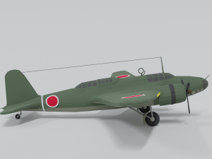 low poly cartoon mitsubishi ki-21 sally wwii 3D Модель