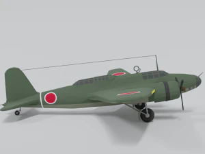 low poly cartoon mitsubishi ki-21 sally wwii 3D Model