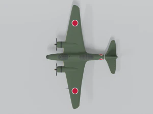 low poly cartoon mitsubishi ki-21 sally wwii 3D Model