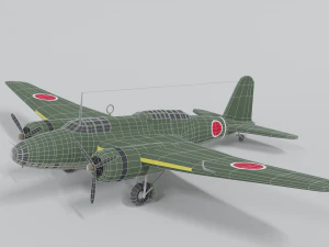 low poly cartoon mitsubishi ki-21 sally wwii 3D Model