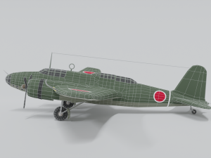 low poly cartoon mitsubishi ki-21 sally wwii 3D Модель