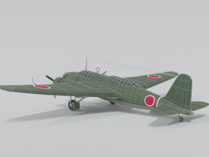 low poly cartoon mitsubishi ki-21 sally wwii 3D Модель