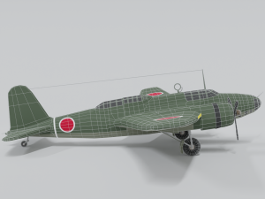 low poly cartoon mitsubishi ki-21 sally wwii 3D Модель
