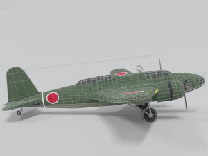 low poly cartoon mitsubishi ki-21 sally wwii 3D Model