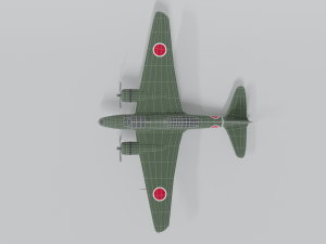 low poly cartoon mitsubishi ki-21 sally wwii 3D Модель