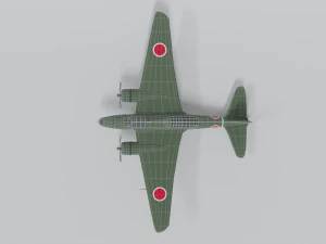 low poly cartoon mitsubishi ki-21 sally wwii 3D Model
